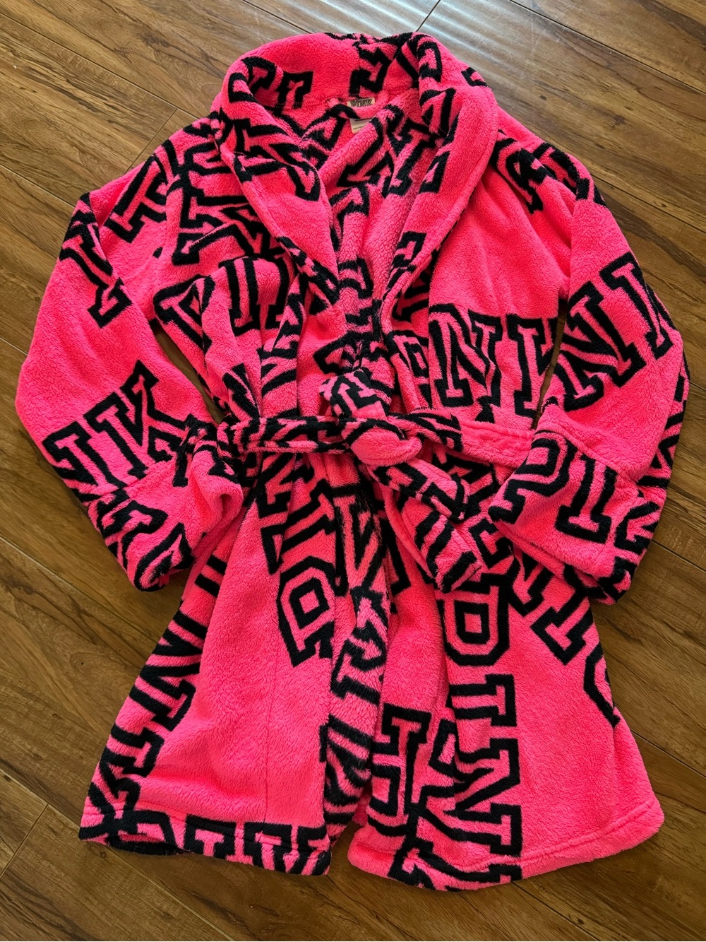 PINK women’s robe - Hot Pink & Black - Picture 1 of 3